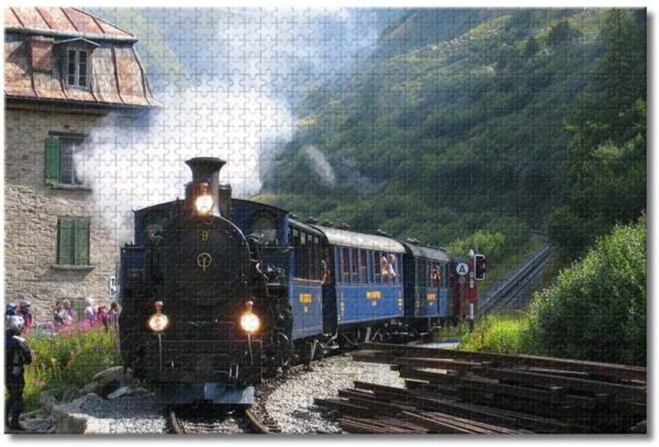 BEI YU Man.co Tren de vapor suizo Niños adultos Furka Jigsaw Puzzle 1,000