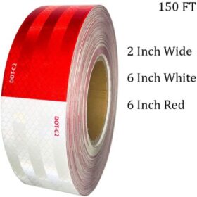 Cinta adhesiva de visibilidad de seguridad reflectante roja/blanca Dot-C2 de 2 pulgadas x 150 pies