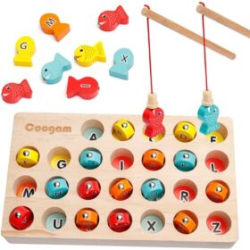 Juego de pesca magnético de madera Coogam