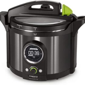 Presto Precise Olla a presión eléctrica multiuso programable Plus de 10 cuartos, acero inoxidable negro