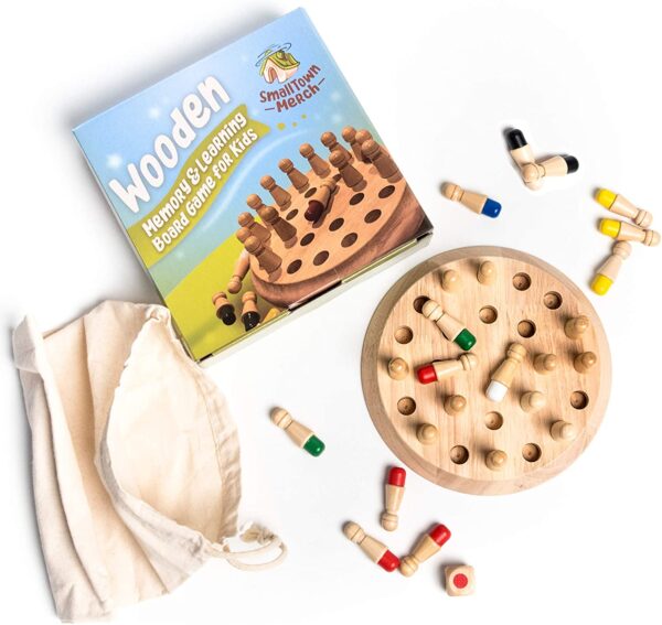 Juego de combinación de colores y memoria de madera para niños y mayores